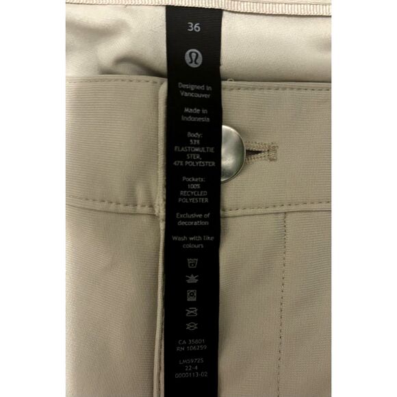 Men's Lululemon ABC Slim-Fit Pant 36"x 32" in Silverstone-EUC - Picture 14 of 14